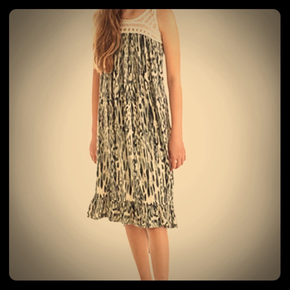 Antique White and Black Kalypso Print Swing Dress